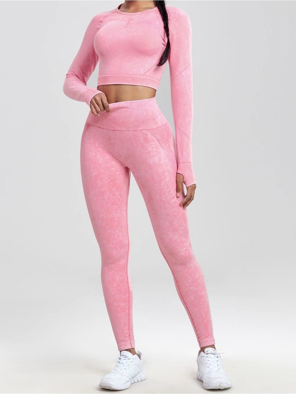 Women’s Pink Seamless Activewear Gym Workout Set Size S